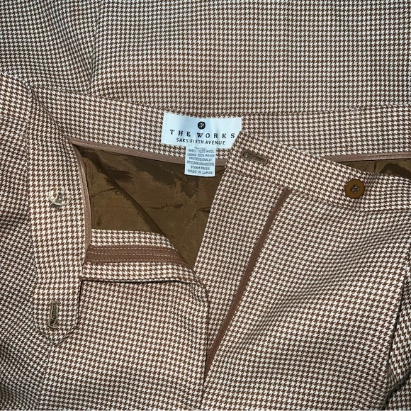 The Works Saks Fifth Avenue Women’s Dress Pants Houndstooth Pattern 100% Wool - Picture 3 of 7